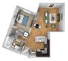 Urban Green Apartments A8 floor plan - 1 bed 1 bath - 3D