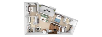 Parc at Grandview floor plan B1 Slate - 2 bed 2 bath - 3D