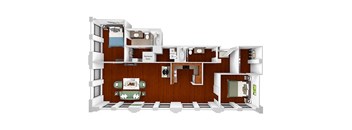 Main 3 Downtown floor plan B2 Landmark  - 2 bed 2 bath - 3D
