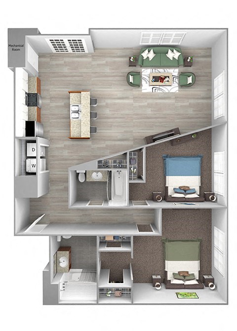 The Sheffield B2 2 bed 2 bath 3D