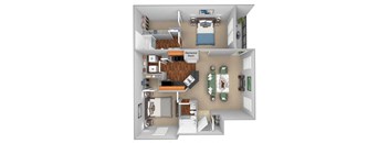 Carrington Place at Shoal Creek floor plan B2 - 2 bed 2 baths -  3D