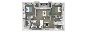 The Colony at Deerwood Apartments floor plan B1 (The Hollow) - 2 bed 2 bath - 3D