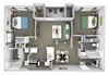 The Colony at Deerwood Apartments floor plan B1 (The Hollow) - 2 bed 2 bath - 3D The Colony at Deerwood Apartments floor plan B1 (The Hollow) - 2 bed 2 bath - 3D