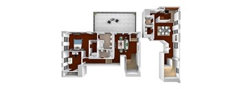 Main 3 Downtown floor plan B3 Landmark - 2 bed 2 bath - 3D
