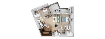 Parc at Grandview floor plan B3 Indigo - 2 bed 2 bath - 3D
