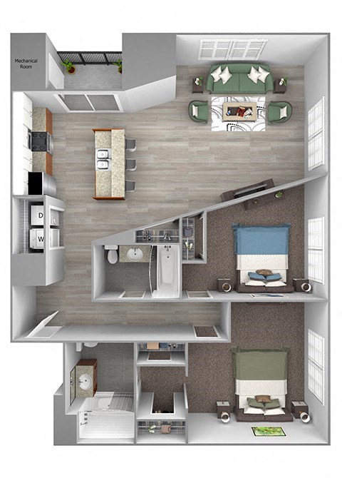 The Sheffield B3 2 bed 2 bath 3D