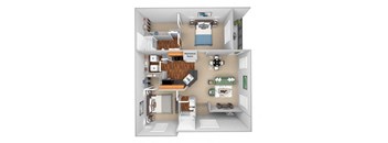 Carrington Place at Shoal Creek floor plan B4 - 2 bed 2 baths -  3D