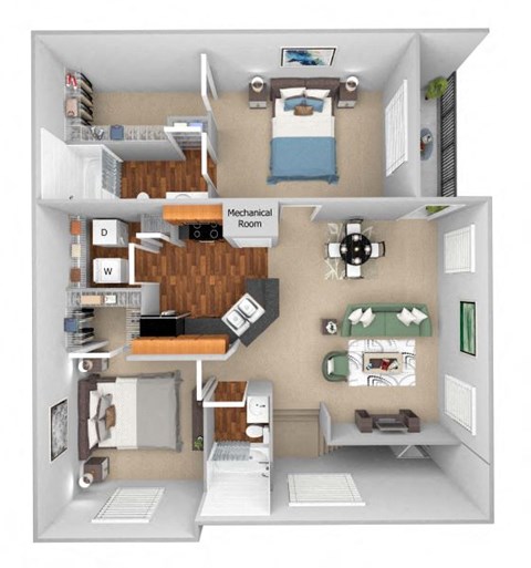 Carrington Place at Shoal Creek floor plan B4 - 2 bed 2 baths -  3D