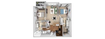 Parc at Grandview floor plan B4 Azure - 2 bed 2 bath - 3D