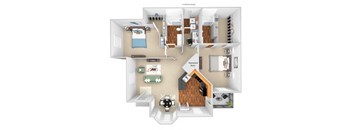 Carrington Place at Shoal Creek floor plan B5 - 2 bed 2 baths -  3D