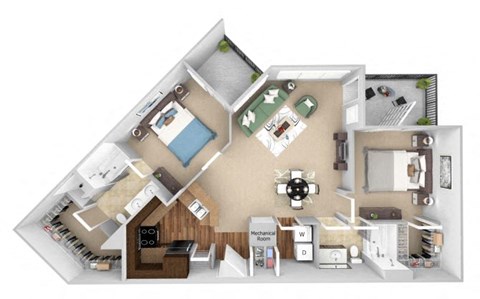 Parc at Grandview floor plan B5 Steele - 2 bed 2 bath - 3D