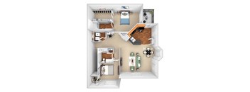 Carrington Place at Shoal Creek floor plan B6 - 2 bed 2 baths -  3D