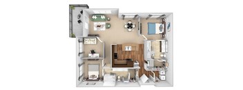 Parc at Grandview floor plan B7 Regal with den - 2 bed 2 bath - 3D