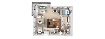 Parc at Grandview floor plan Sapphire with den B8 - 2 bed 2 bath - 3D