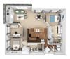 Parc at Grandview floor plan Sapphire with den B8 - 2 bed 2 bath - 3D