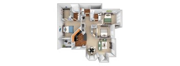 Carrington Place at Shoal Creek floor plan C1 - 3 bed 2 baths -  3D