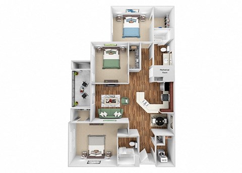 Glenbrook C1 floor plan 3 bed 2 bath 3D
