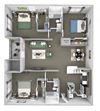 The Colony at Deerwood Apartments floor plan C1 (The Thicket) - 3 bed 2 bath - 3D The Colony at Deerwood Apartments floor plan C1 (The Thicket) - 3 bed 2 bath - 3D