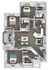 Sonterra Apartments at Paradise Valley - C1 (Diamond) - 3 bedroom and 2 bath - 3D Sonterra Apartments at Paradise Valley - C1 (Diamond) - 3 bedroom and 2 bath - 3D