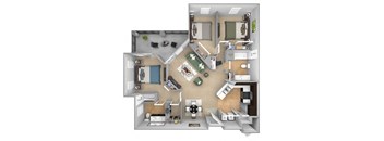DeLayne at Twin Creeks C1 floor plan - 3 bed 2 bath - 3D