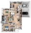Courtney Station floor plan C2 - 3 bedroom 2 bath - 3D Courtney Station floor plan C2 - 3 bedroom 2 bath - 3D