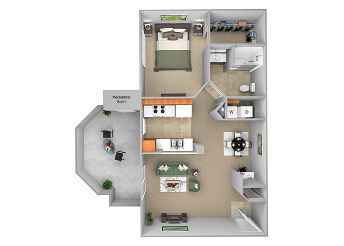 Barton Vineyard - A2 (Provence) - 1 bedroom and 1 bath - 3D