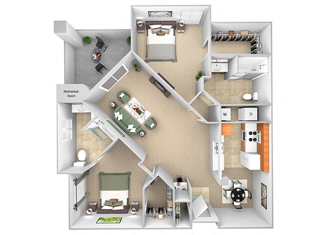 Barton Vineyard - B4 (Sicily) - 2 bedrooms and 2 bath - 3D