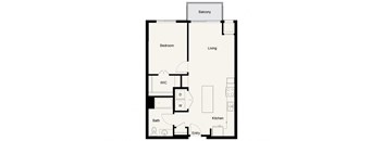 A05 - 1Bed 1Bath - Onyx Edina - 2D