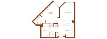A1 - 1 bedroom - 1 bath - 2D floor plan