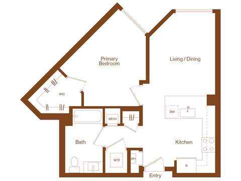 A1 - 1 bedroom - 1 bath - 2D floor plan