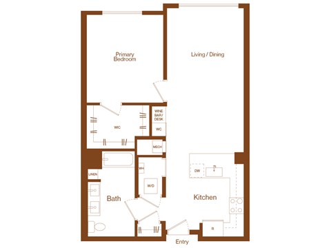 A10 - 1 bedroom - 1 bath - 2D floor plan