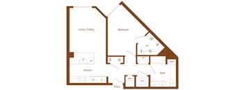 A2 - 1 bedroom - 1 bath - 2D floor plan
