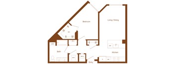 A3 - 1 bedroom - 1 bath - 2D floor plan