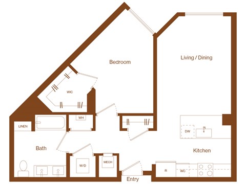 A3 - 1 bedroom - 1 bath - 2D floor plan