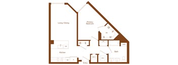 A4 - 1 bedroom - 1 bath - 2D floor plan