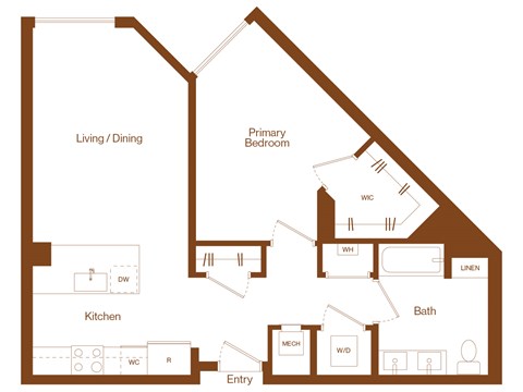 A4 - 1 bedroom - 1 bath - 2D floor plan