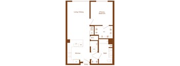 A6 - 1 bedroom - 1 bath - 2D floor plan
