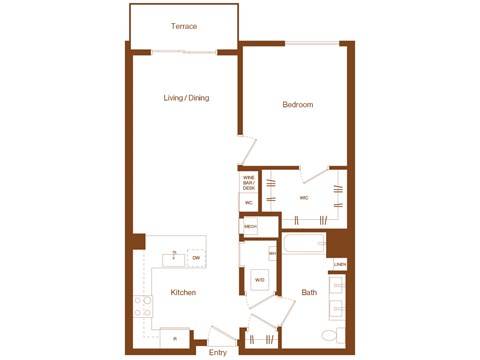 A7 - 1 bedroom - 1 bath - 2D floor plan