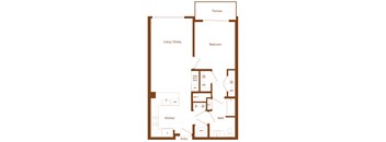 A8 - 1 bedroom - 1 bath - 2D floor plan