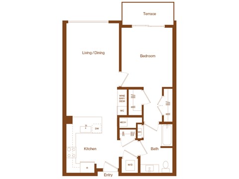 A8 - 1 bedroom - 1 bath - 2D floor plan