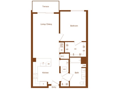 A9 - 1 bedroom - 1 bath - 2D floor plan