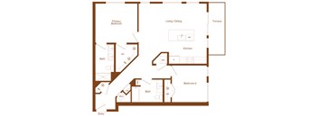 B1 - 2 bedroom - 2 bath - 2D floor plan