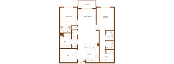 B10 - 2 bedroom - 2 bath - 2D floor plan