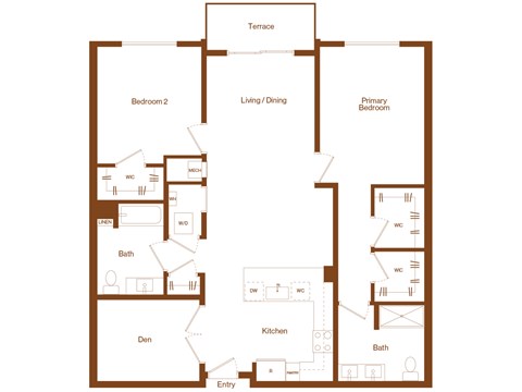 B10 - 2 bedroom - 2 bath - 2D floor plan