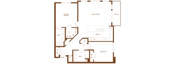 B11 - 2 bedroom - 2 bath - 2D floor plan