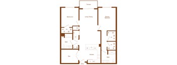 B12 - 2 bedroom - 2 bath - 2D floor plan