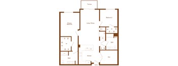 B13 - 2 bedroom - 2 bath - 2D floor plan