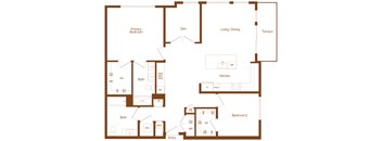 B14 - 2 bedroom - 2 bath - 2D floor plan