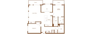 B15 - 2 bedroom - 2 bath - 2D floor plan