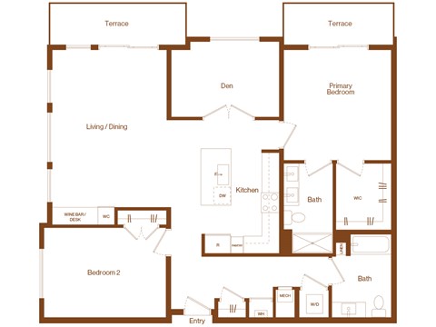 B15 - 2 bedroom - 2 bath - 2D floor plan